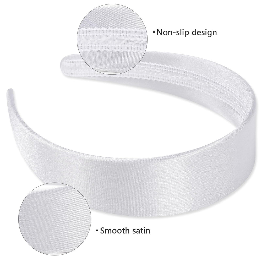 WantGor diadema seda blanca para diario, cabello recogido y ordenado.