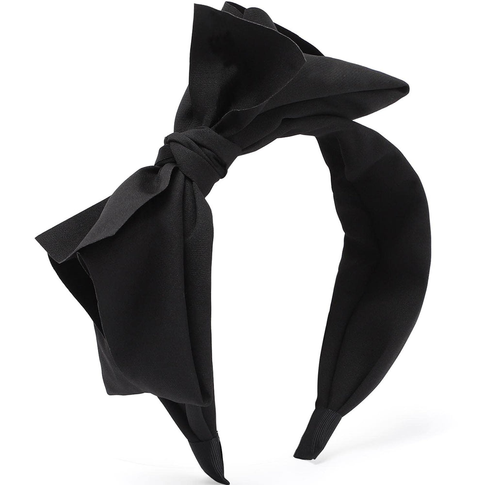 WantGor turbante ancho con lazo nudo negro, cómodo para uso diario.