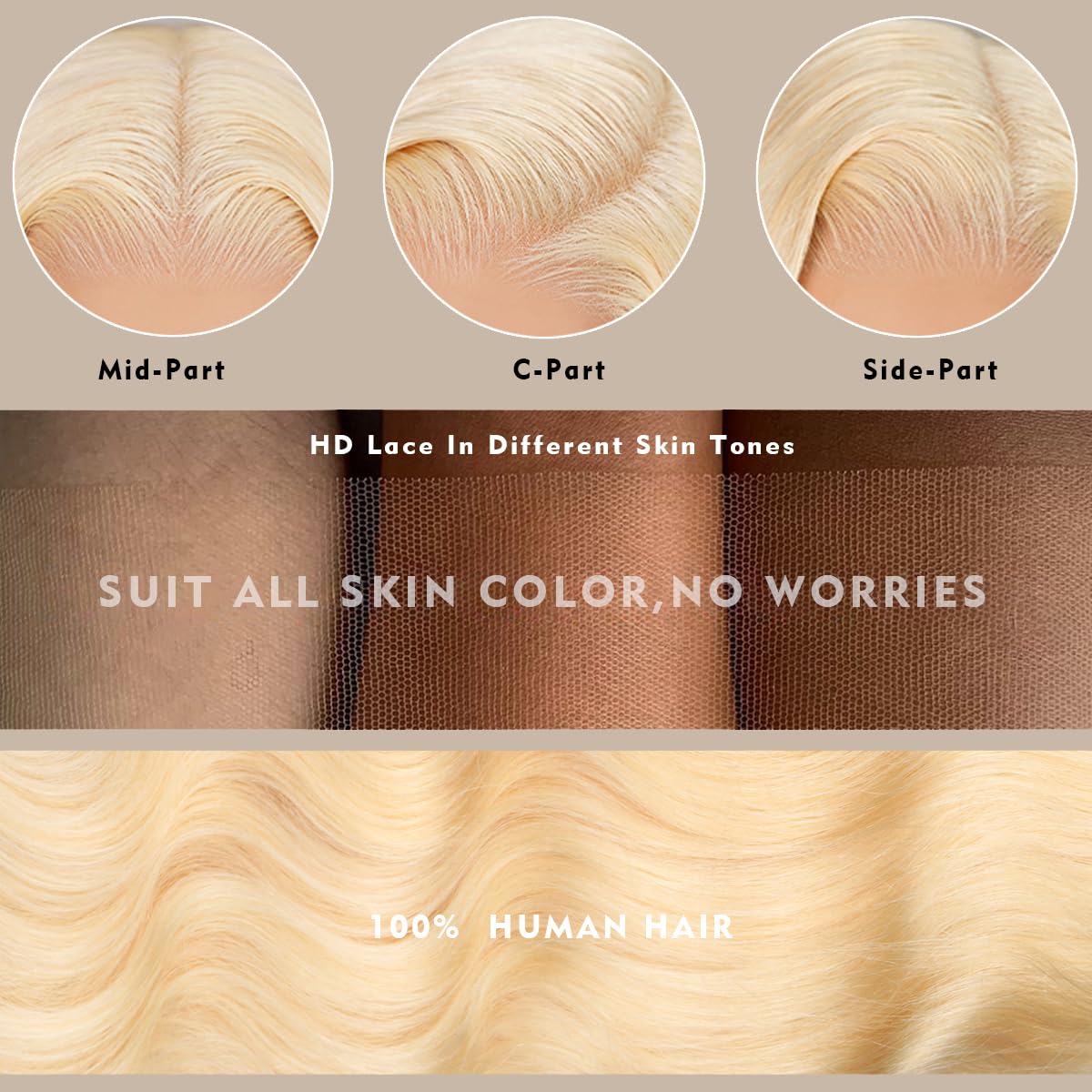 WAQI peluca con frente pre-peinado para línea de cabello natural.