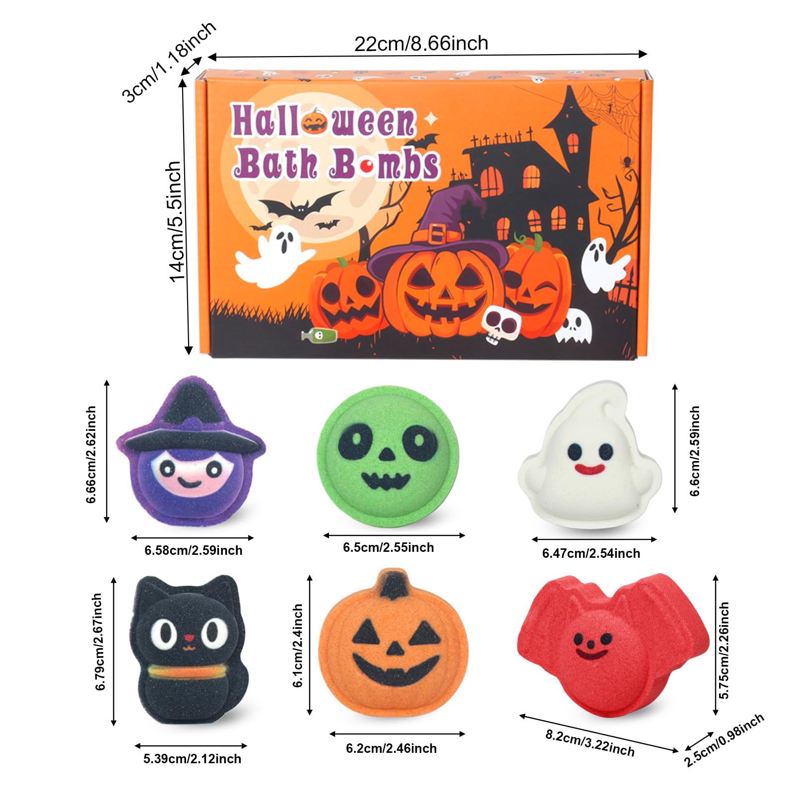 WARMLIFE bombas de baño Halloween conjunto 6 formas: colección divertida para toda la familia