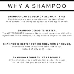 Watercolors shampooing soin colorant temporaire; utilisation rapide pour changer de look.
