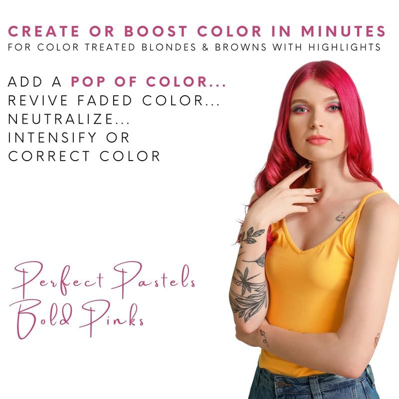 Watercolors teinte rose sur cheveux illustre une couleur vivante et lumineuse.