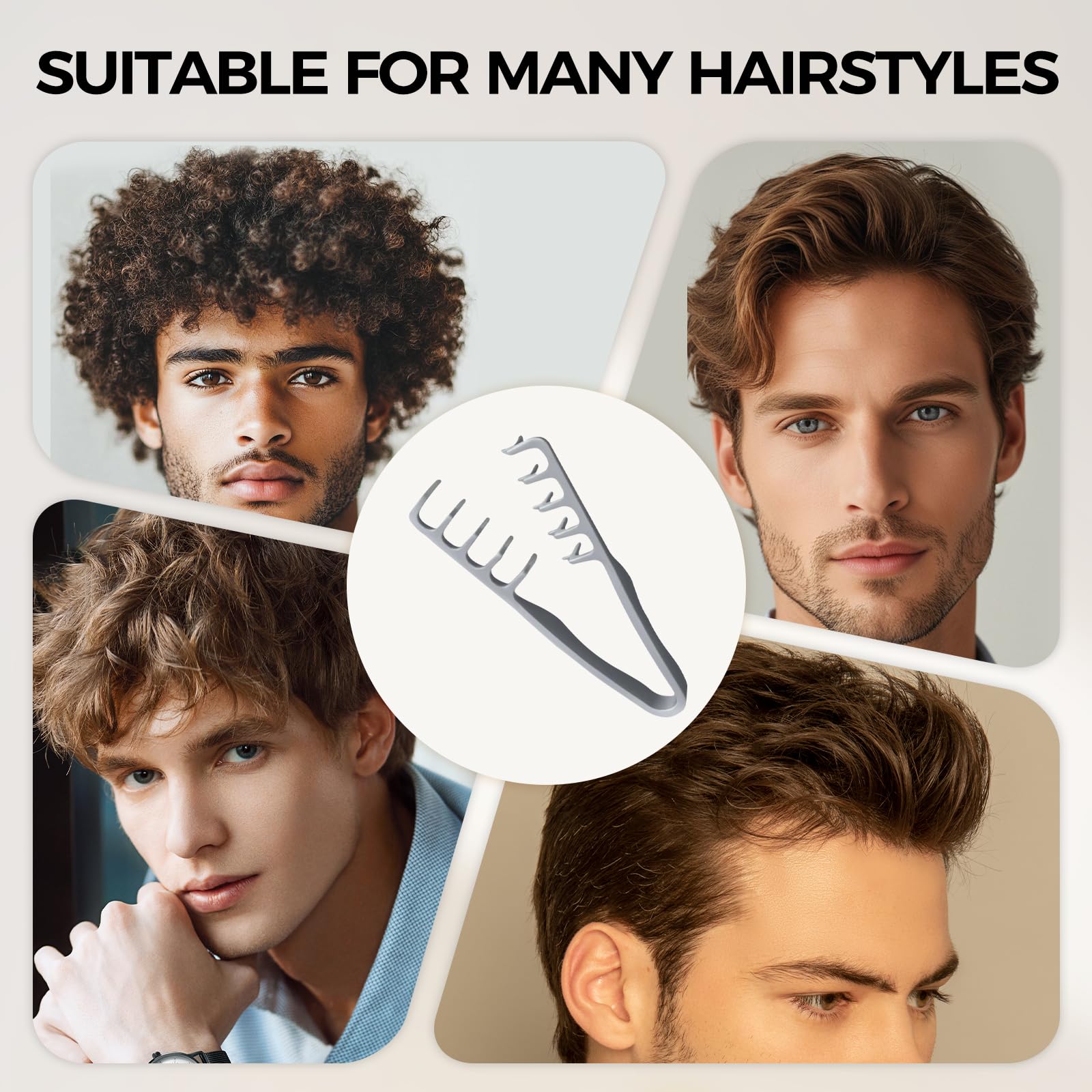 WAUSTOMAY peinado con dientes anchos y finos cuida del cabello.