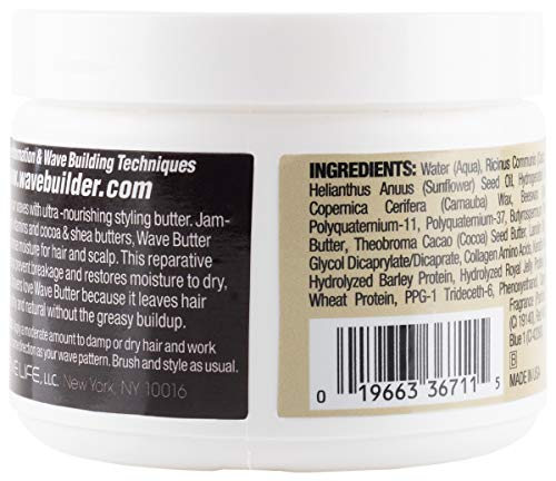 Wavebuilder Cocoa y Shea Wave Butter aplicación suave para uso diario sin peso.