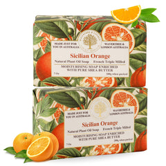 Jabón Wavertree & London de naranja siciliana en barra, aroma revitalizante para duchas