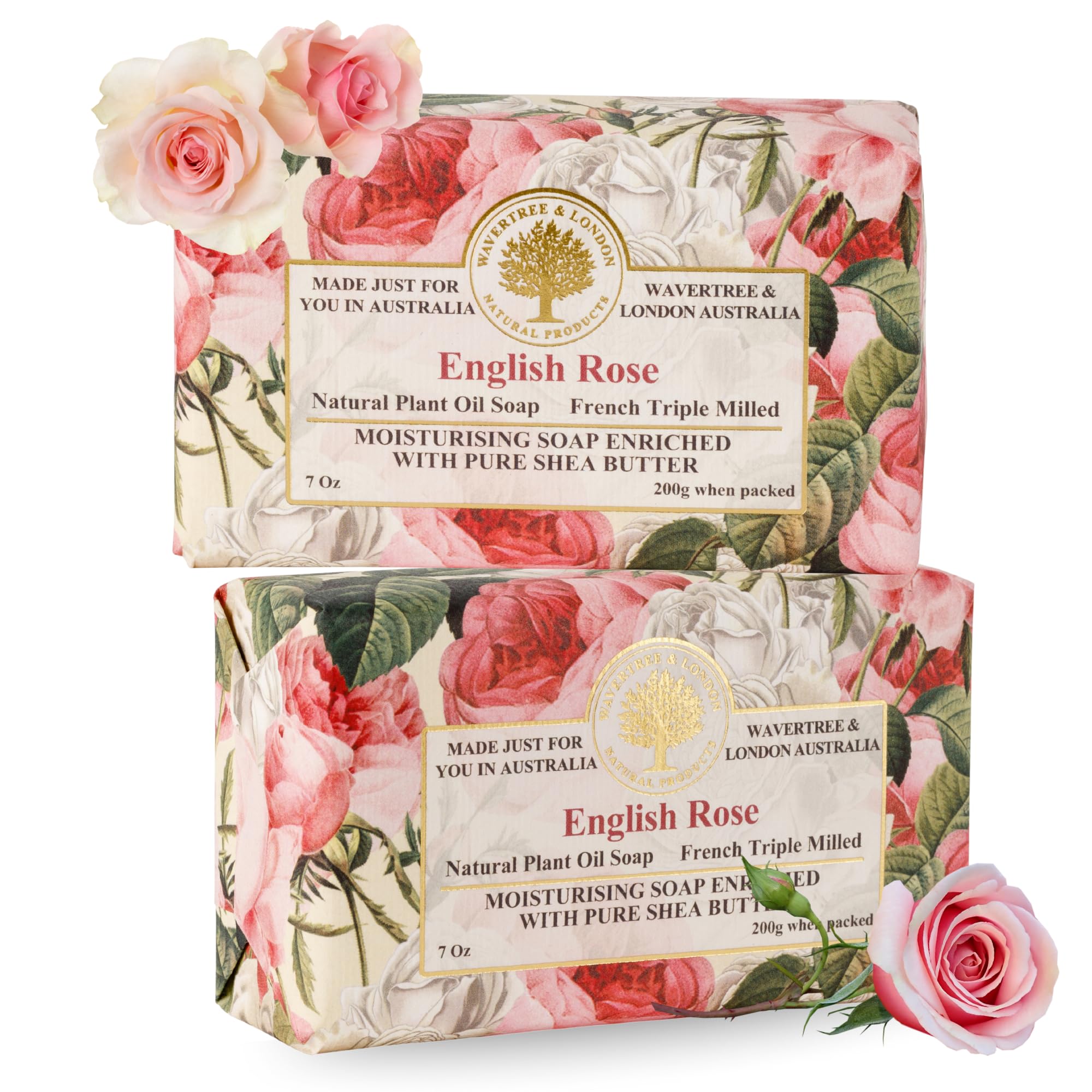 Jabón Rosa Inglesa de Wavertree & London en empaque elegante, regalo perfecto.