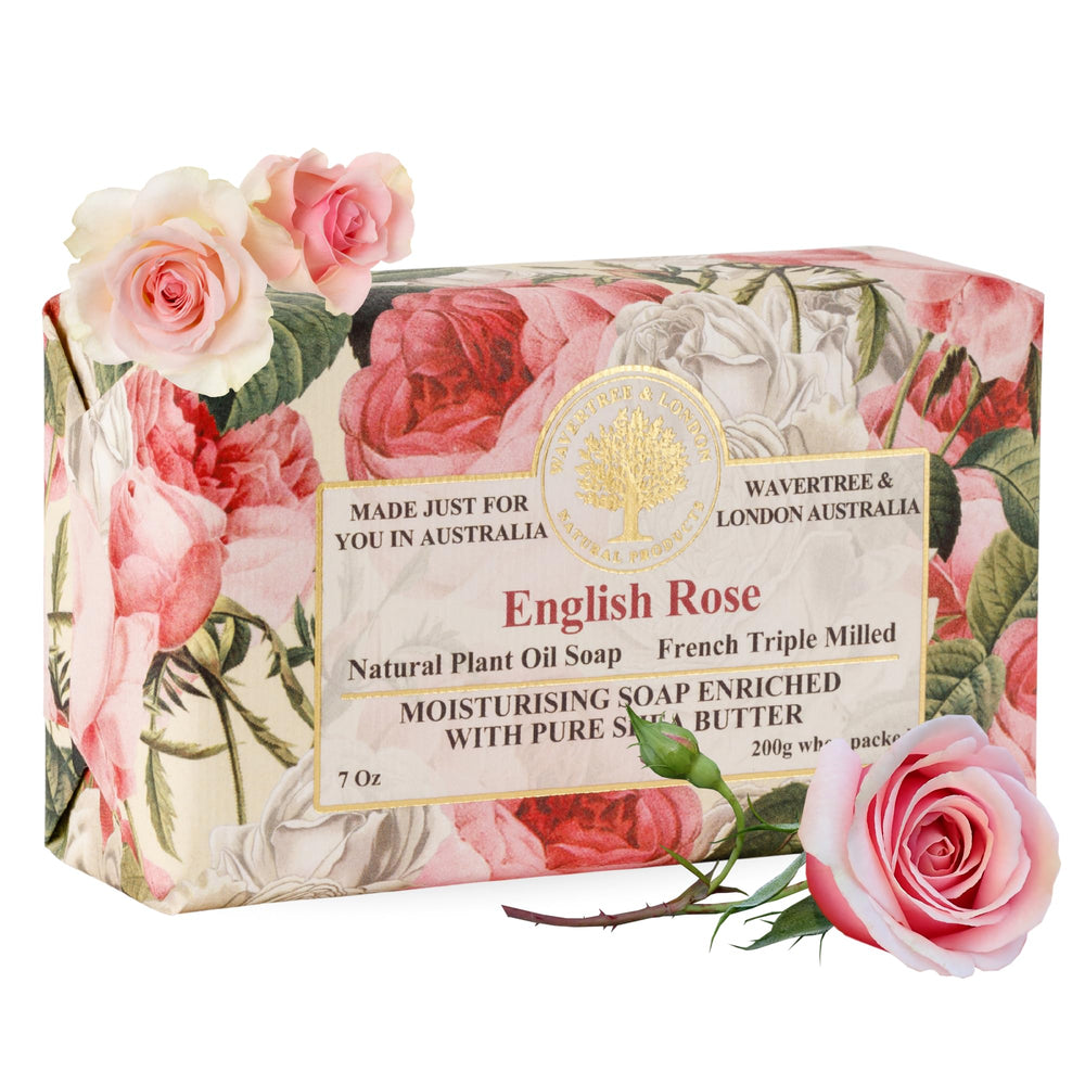 Jabón de rosa inglesa de Wavertree & London con aroma envolvente para baño.