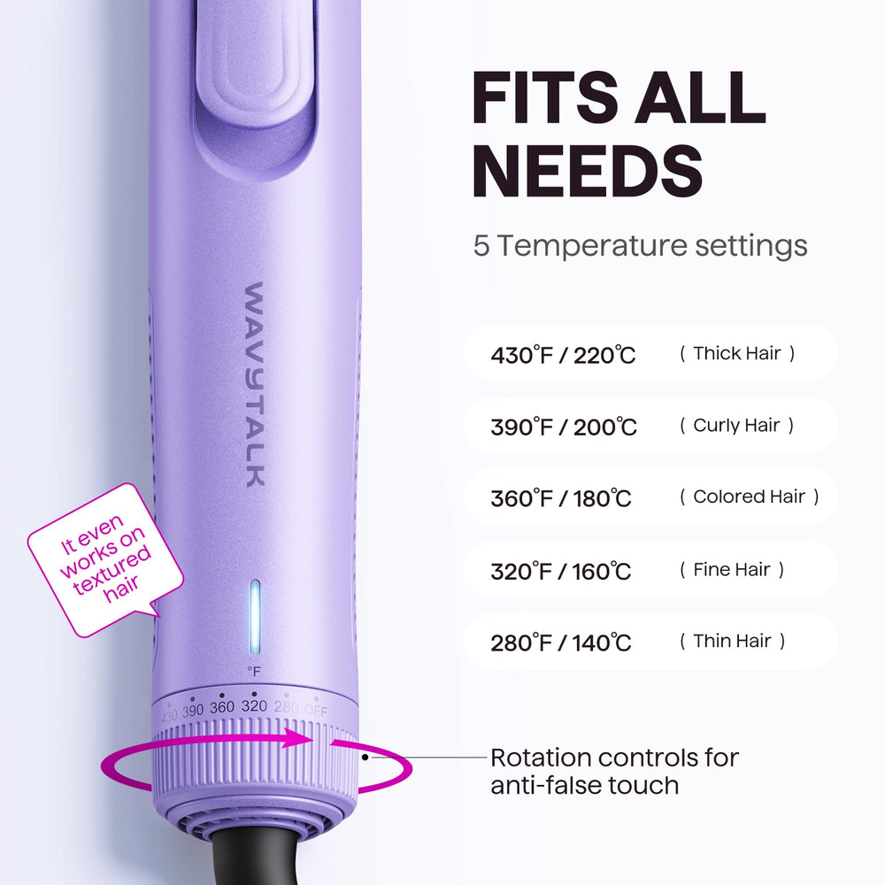 Wavytalk Airflow Styler mango ergonómico para peinado cómodo.
