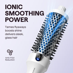 Wavytalk Blowout Boost: barril de cerámica turmalina en acción para distribución homogénea.