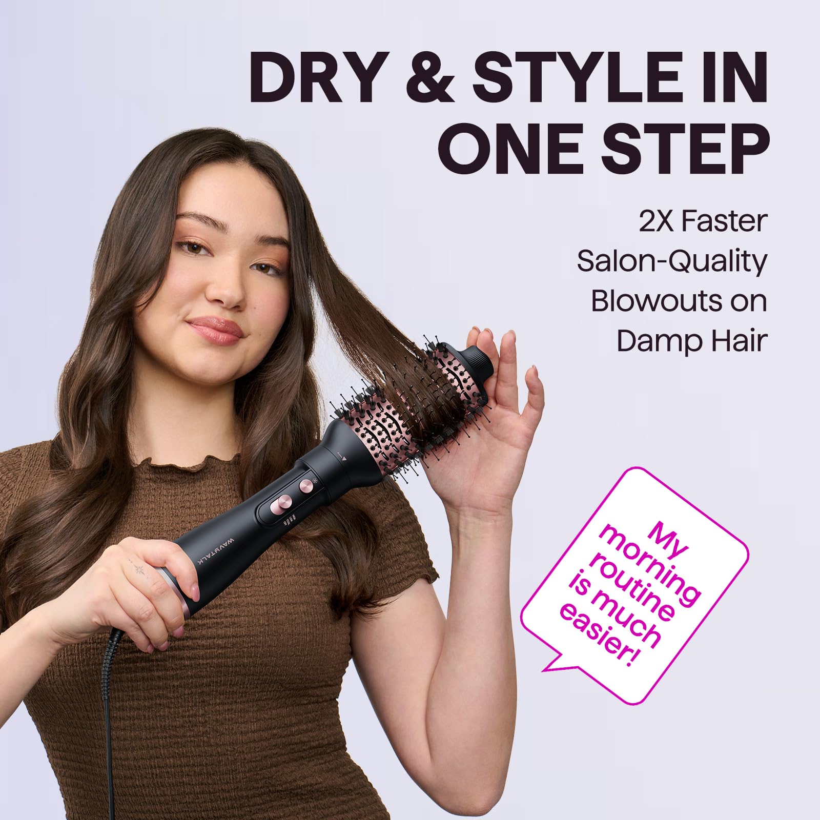 Wavytalk cepillo redondo de 1-5 pulgadas para volumen y blowout suave.