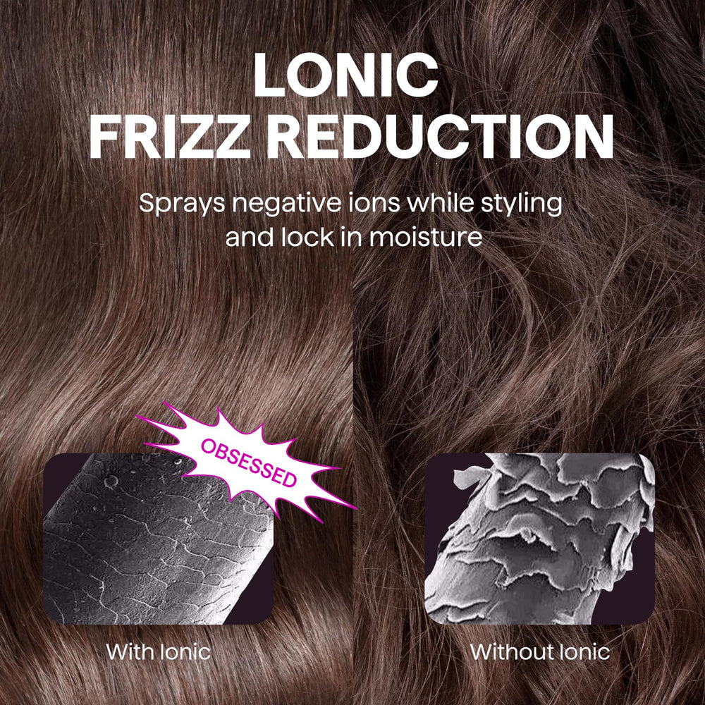 Wavytalk cepillo térmico lavanda, iones negativos reducen frizz durante el peinado.