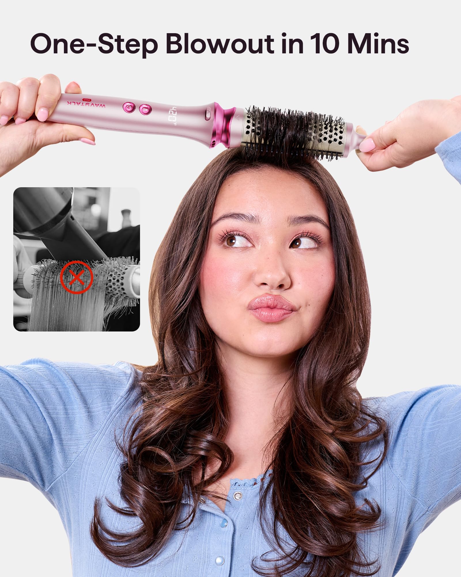 Salida iónica bilateral de Wavytalk Heatwave Pro para reducir el frizz.