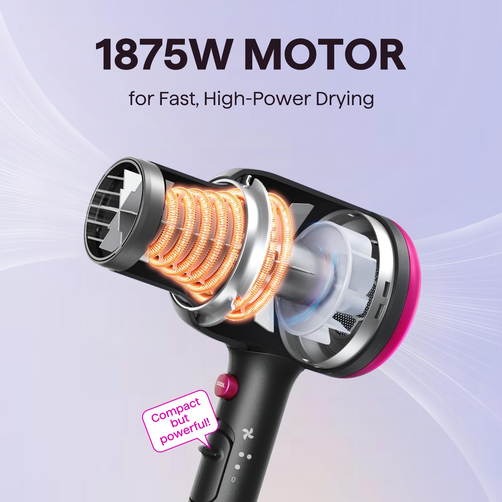 Wavytalk motor 1875W para secado rápido y eficiente