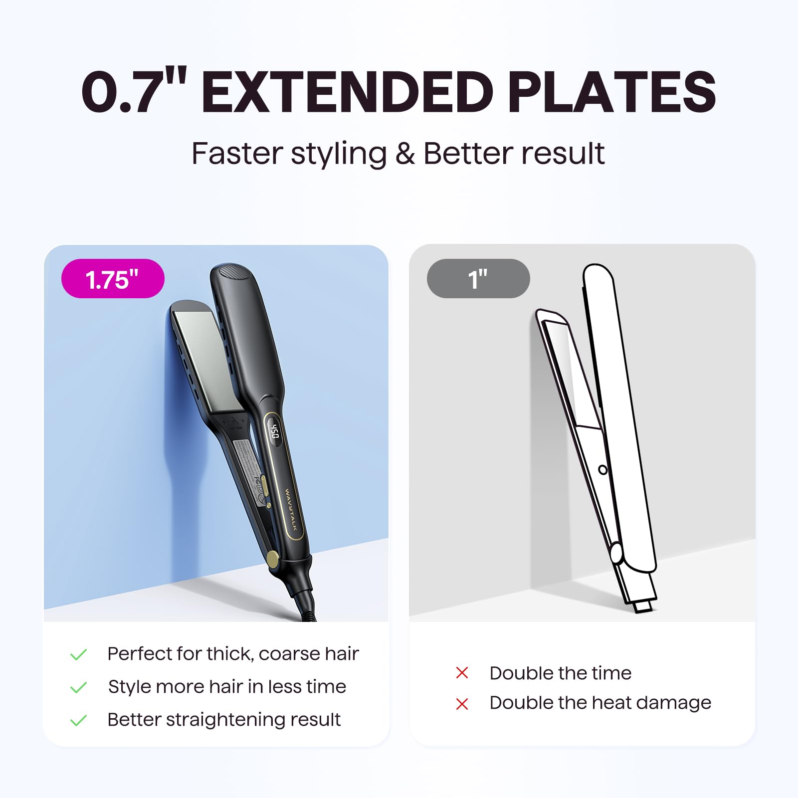 Wavytalk plancha cable giratorio de 8 pies para movimiento sin enredos