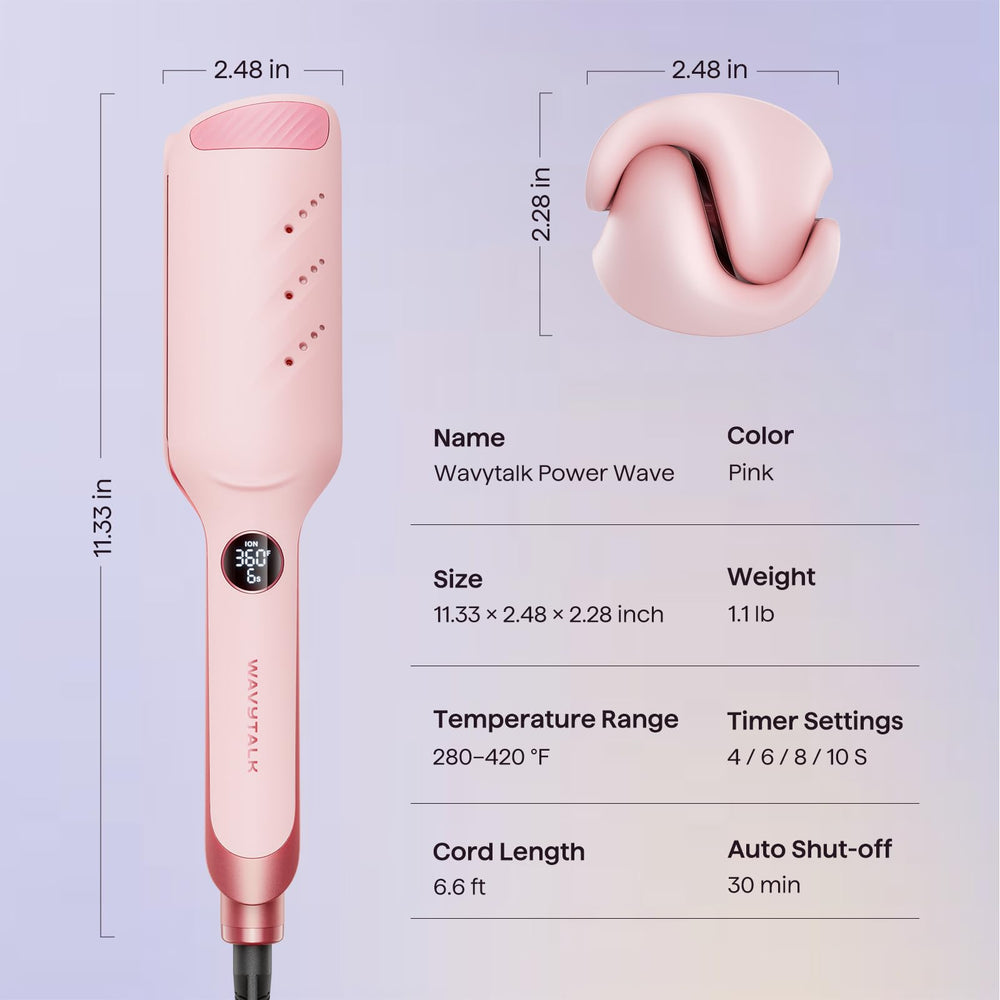 wavytalk Power Wave rango de temperatura 280°F a 420°F para ondas definidas.