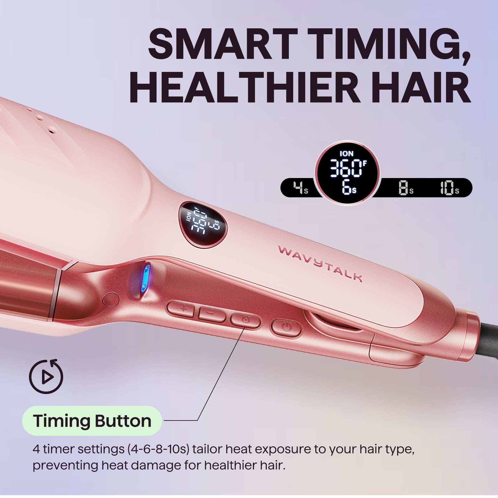 wavytalk Power Wave temporizador inteligente ajusta tiempo para cada tipo de cabello.