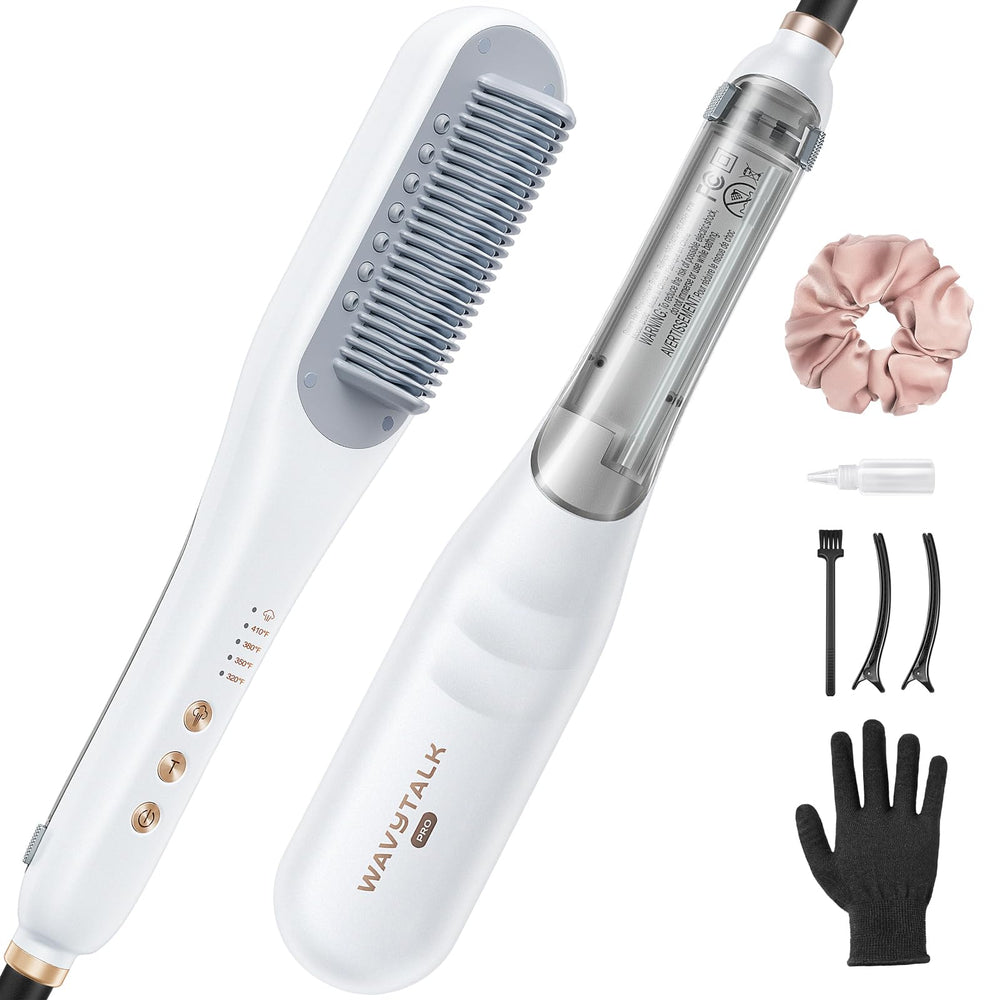 Este wavytalk pro muestra el cepillo alisador con vapor para uso diario.