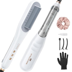 Este wavytalk pro muestra el cepillo alisador con vapor para uso diario.