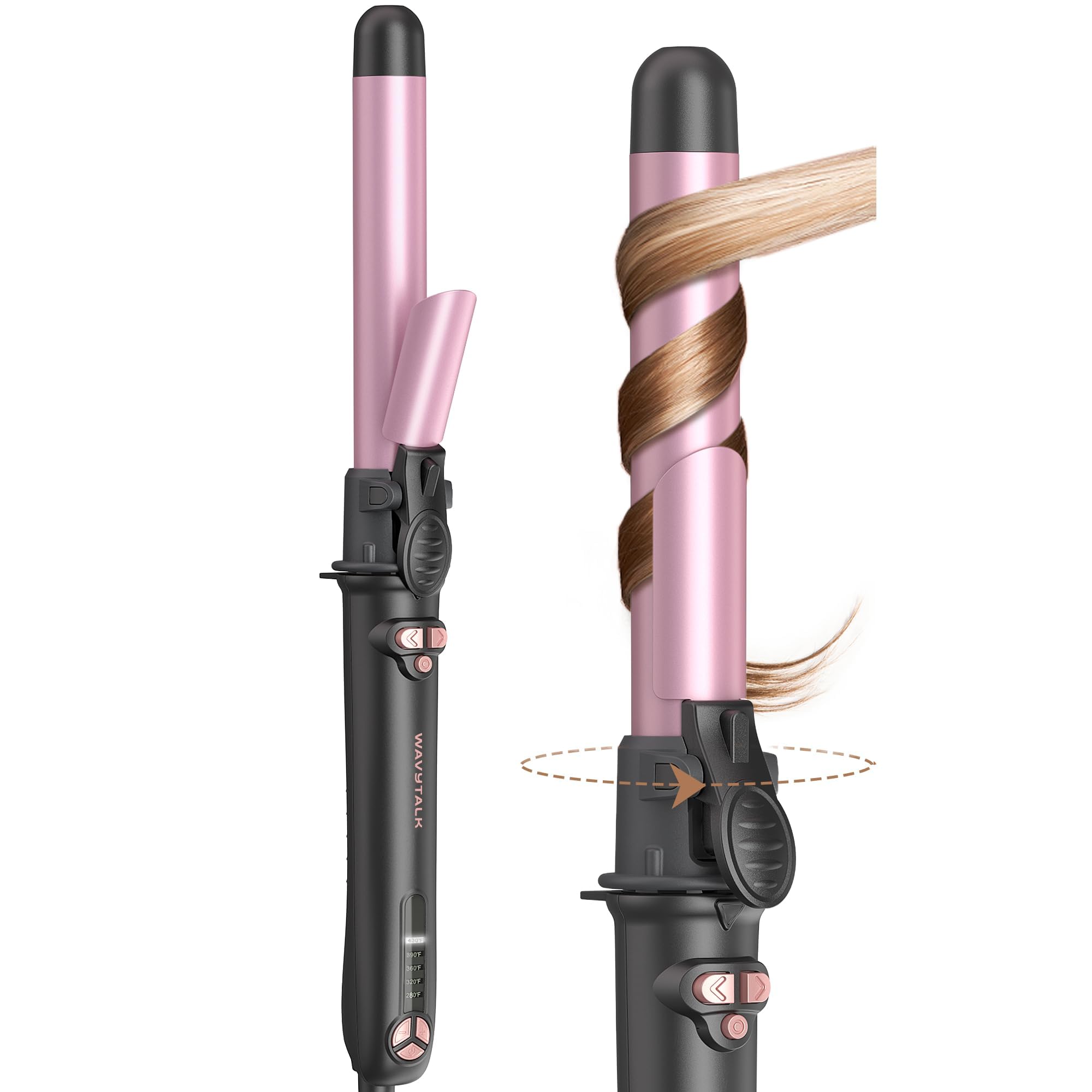 Wavytalk Rizador rizos giratorio con barril para rizos definidos y duraderos.