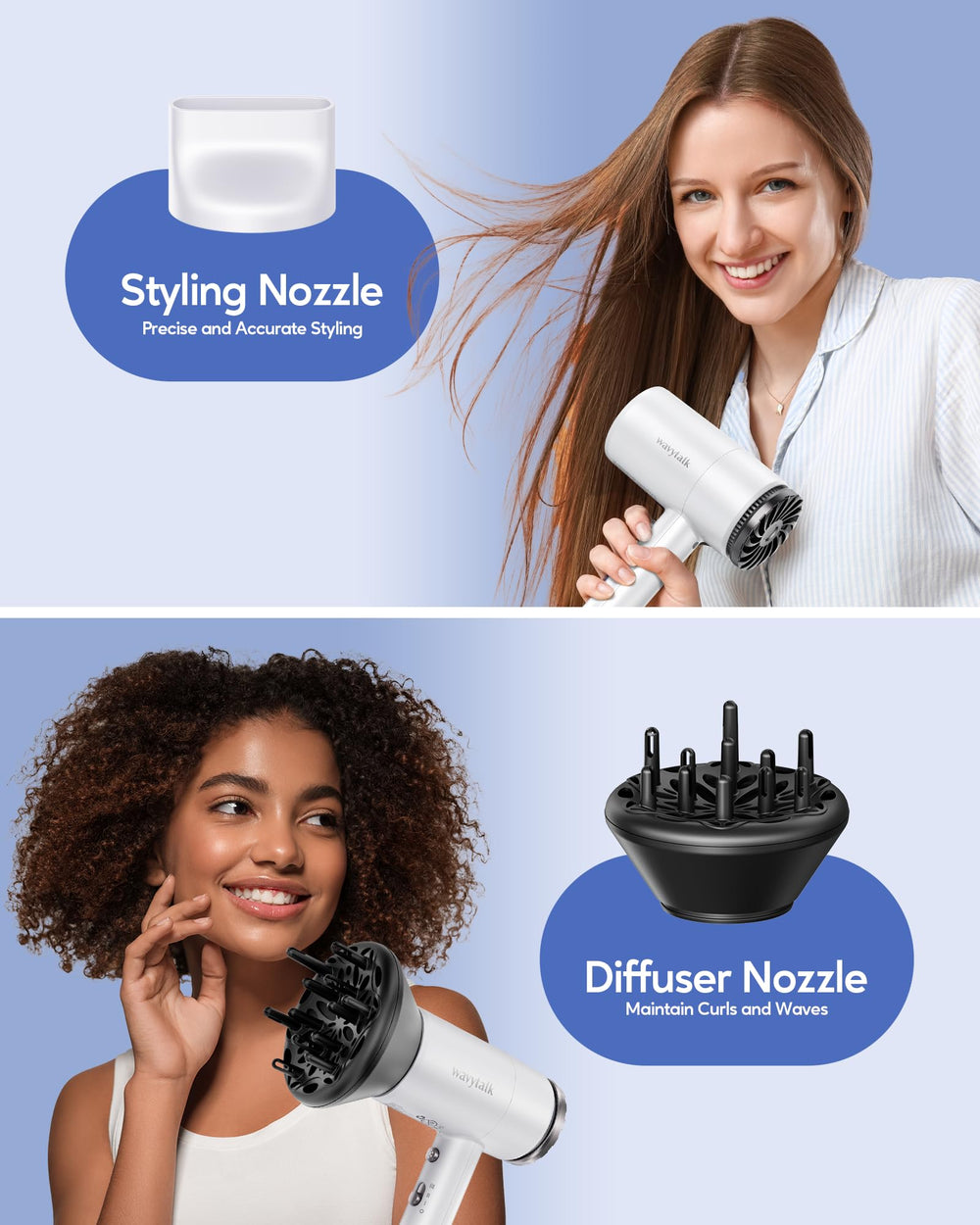 Wavytalk secado rápido mantiene brillo y suavidad del cabello.