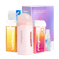 Waxfans Roll-On Wax Kit showing the warmer and roller head for quick at-home waxing.