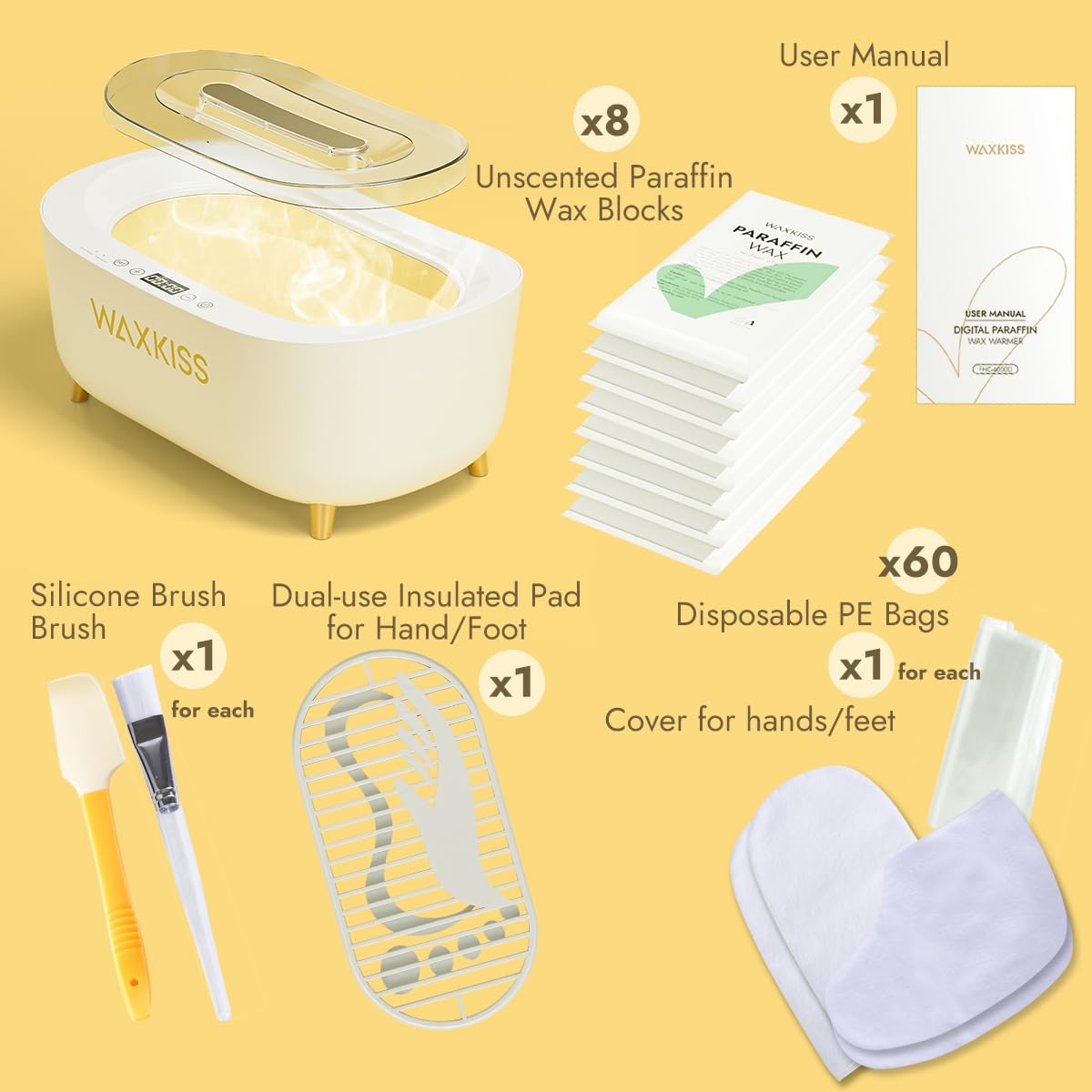 Waxkiss recargas de cera parafina ocho-pack, listas para sesiones