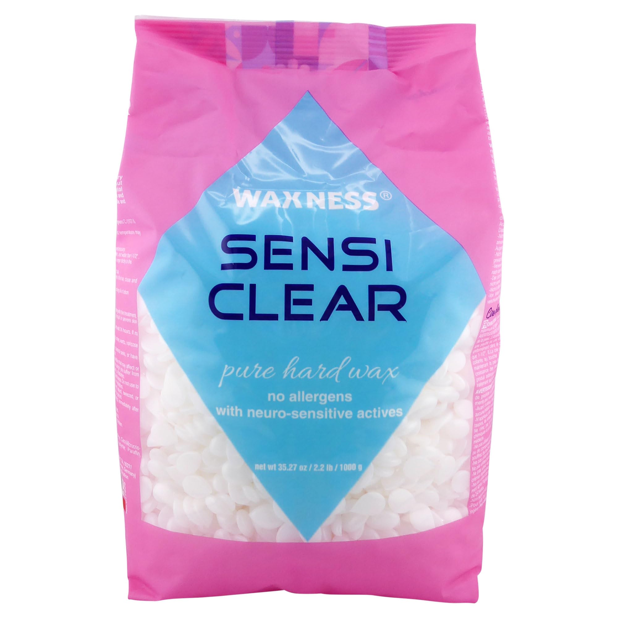 Waxness Sensi granulos transparentes, uso suave para piel sensible