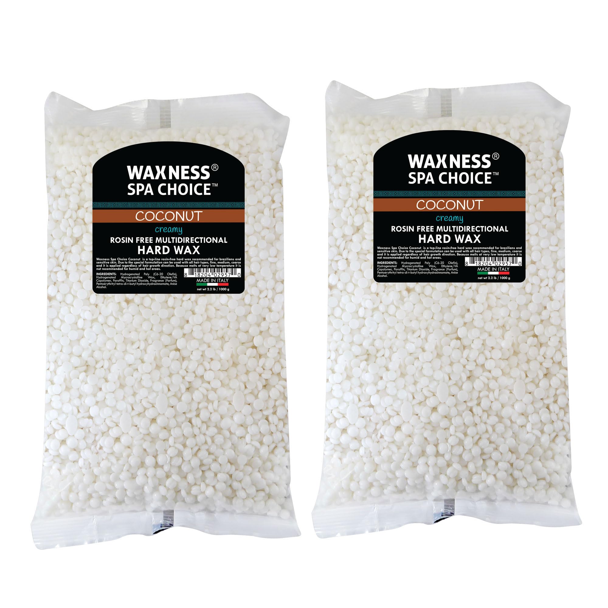 Waxness Spa Choice cera dura sin resina de coco, textura cremosa para depilación multidireccional