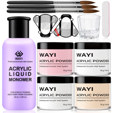 WAYI 9Pcs Kit pink powder for smooth, durable nails