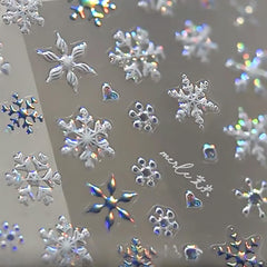 WBRRFJJ copos de nieve holográficos azul blanco, ideal para decoraciones navideñas en uñas.