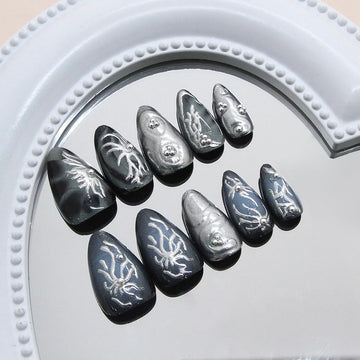 Uñas WBRRFJJ con acabado perla brillante, ideal para fiestas