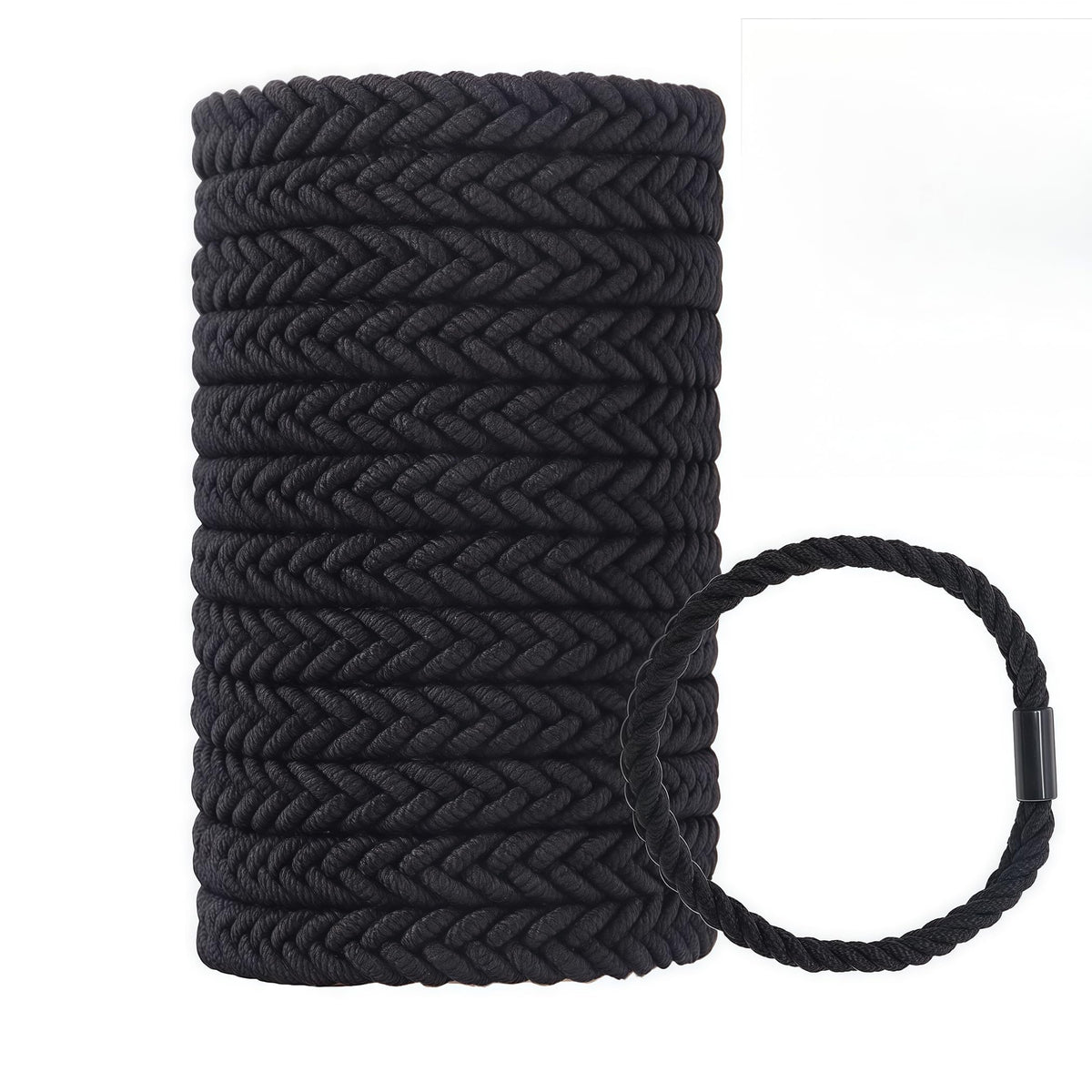 WDGROW ligas para pelo grandes trenzadas en negro, ideal para peinados firmes.