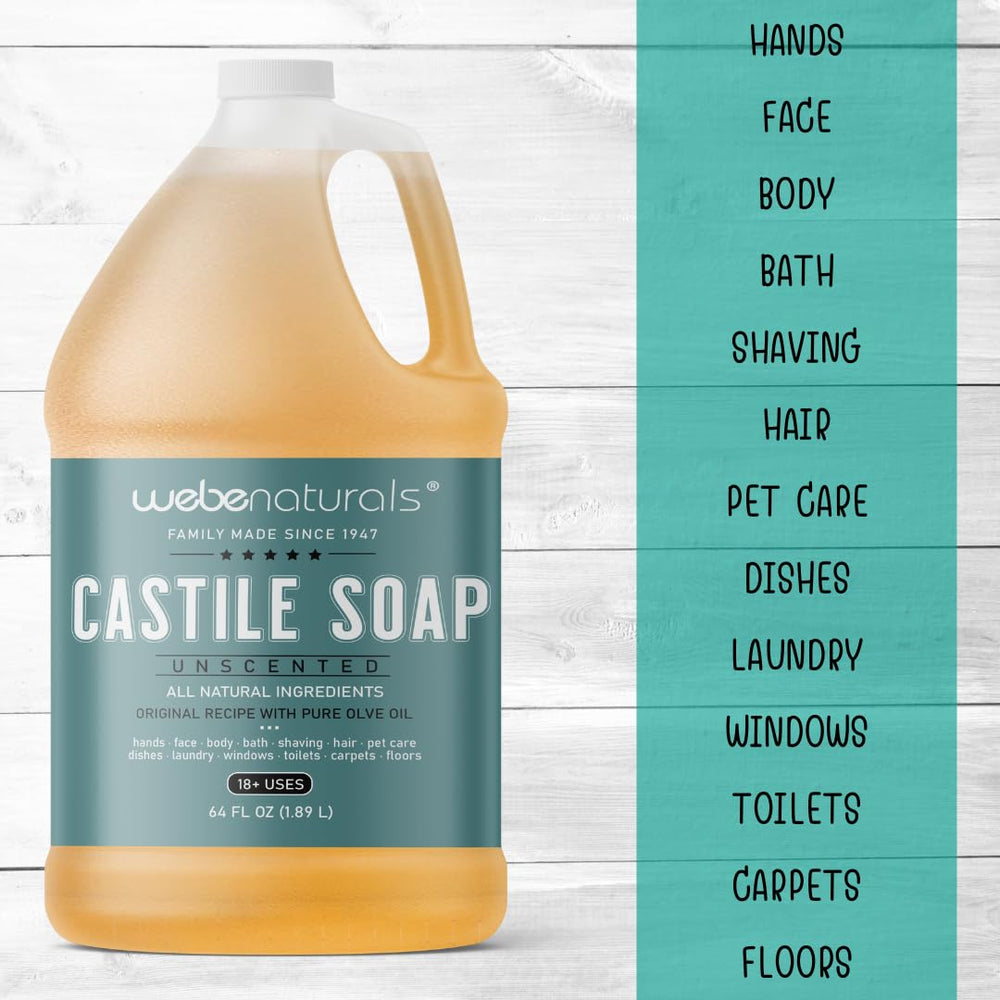 WEBE Castile con ingredientes limpios, libres de toxinas y sintéticos