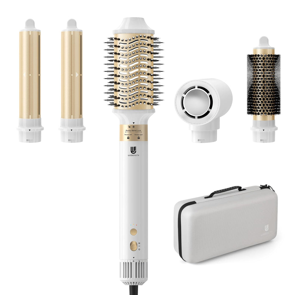 WeBeauty hot air brush white front view for easy home styling.