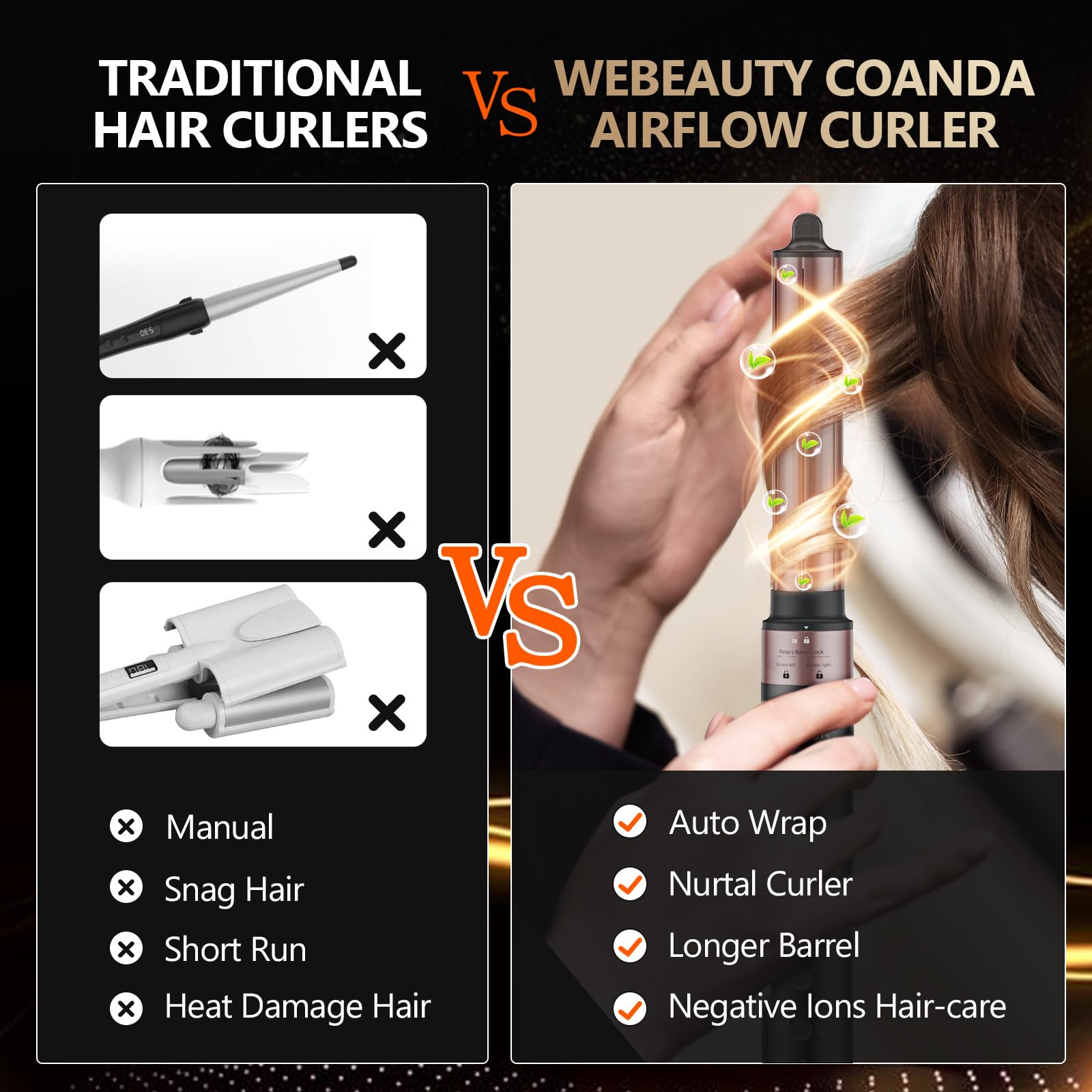 webeauty secador con ajustes de temperatura y velocidades para todo tipo de cabello.