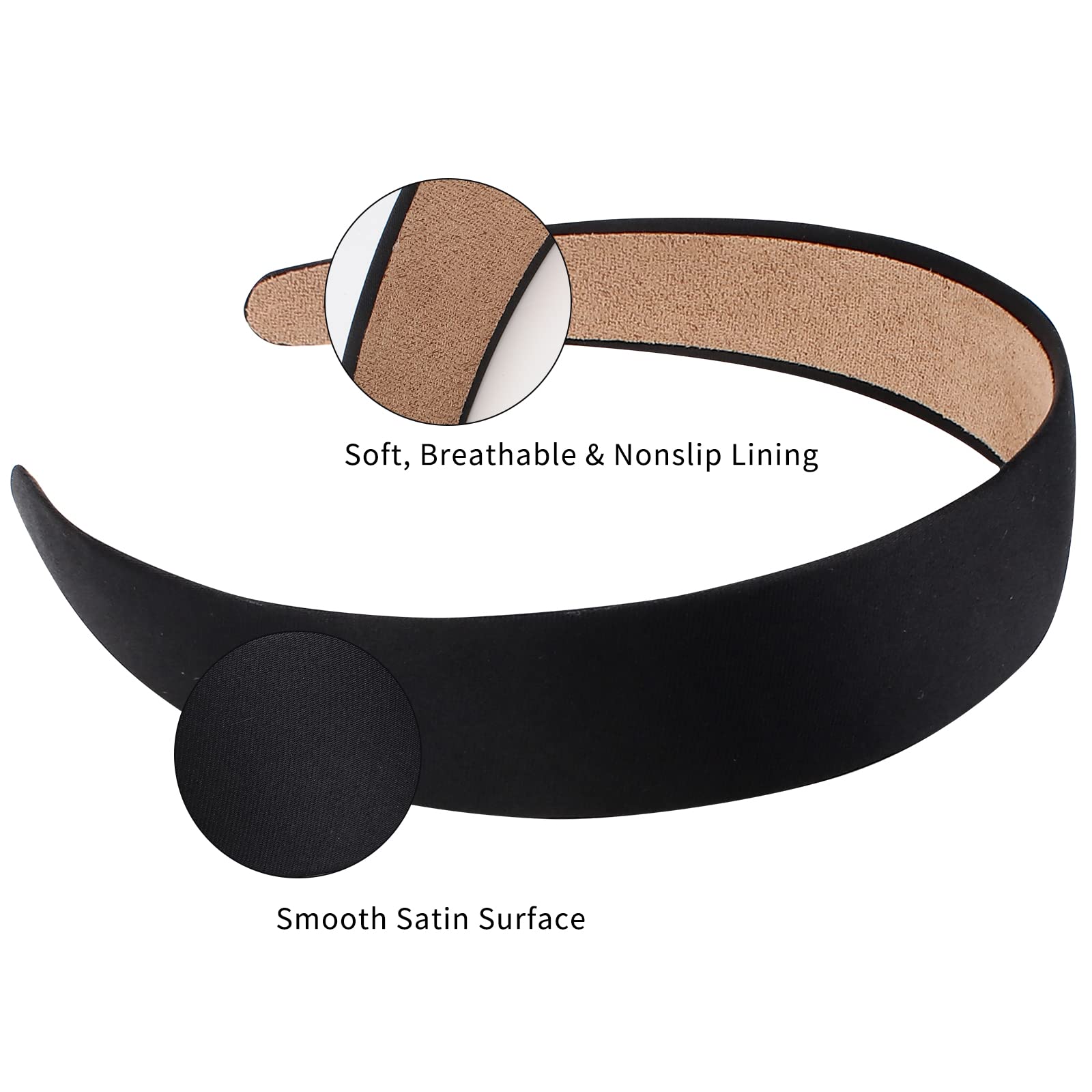 Diadema satinada negra Wecoe lista para personalizar con proyectos DIY.