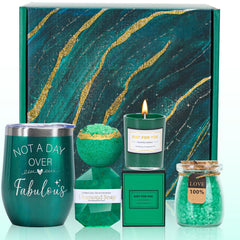 WECURATED emerald gift basket front view for a luxurious unboxing moment