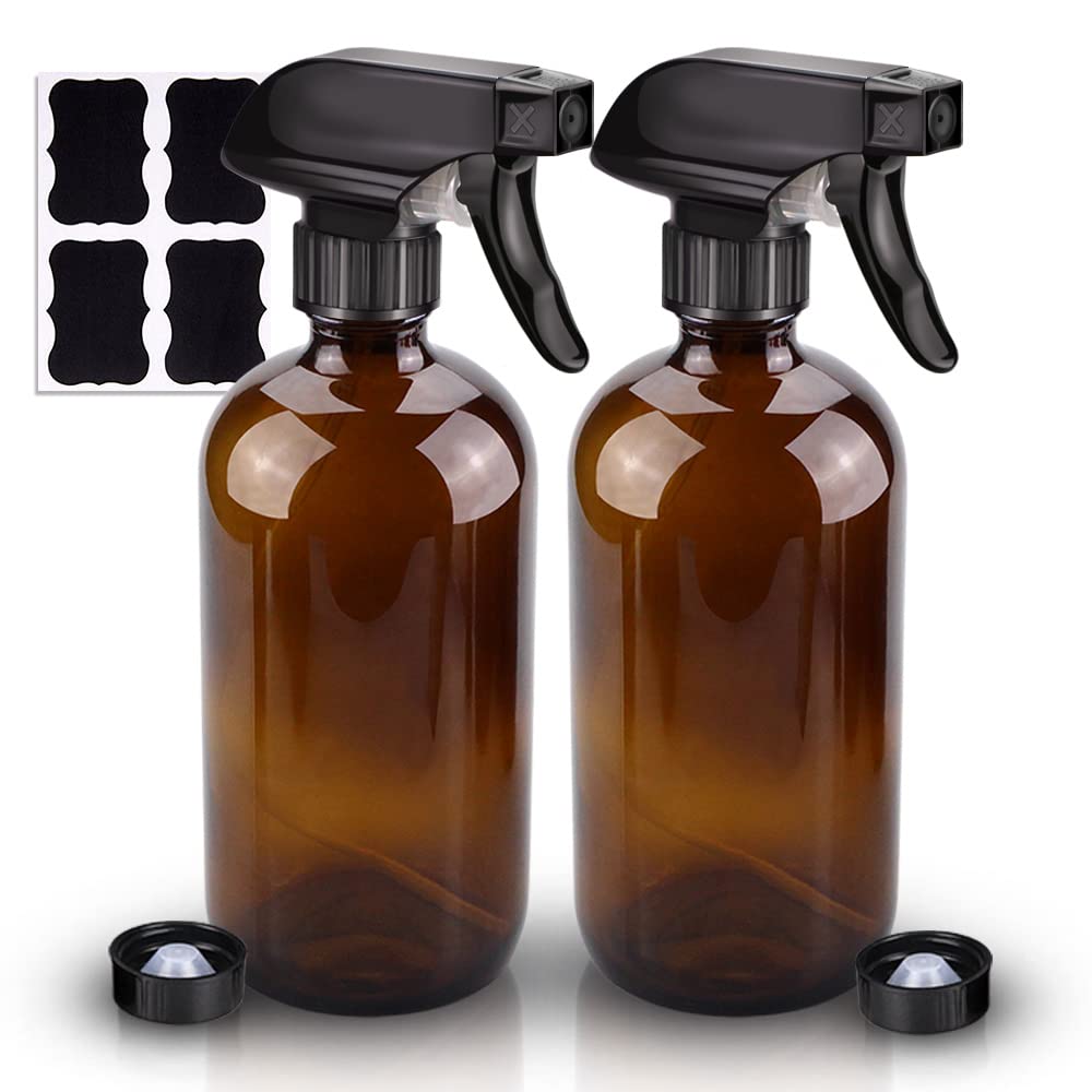 Wedama botellas vidrio ámbar con atomizador 16oz para soluciones de limpieza