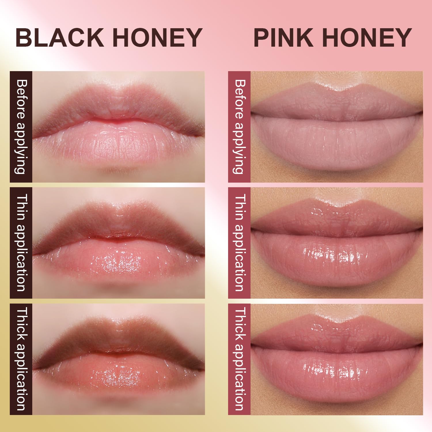Bálsamo labial WEEMAY Honey Noir ligero y suave para uso diario.