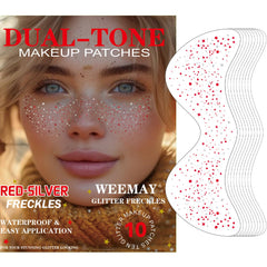 WEEMAY pecas brillantes rojas y plateadas en rostro, duraderas para fiestas