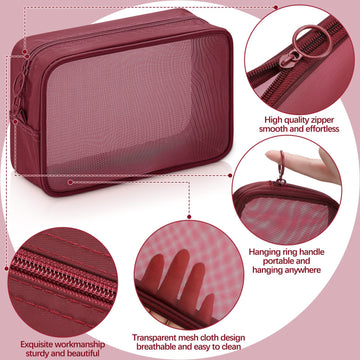 Weewooday bolsa malla maquillaje transparente grande, organiza cosméticos fácilmente.