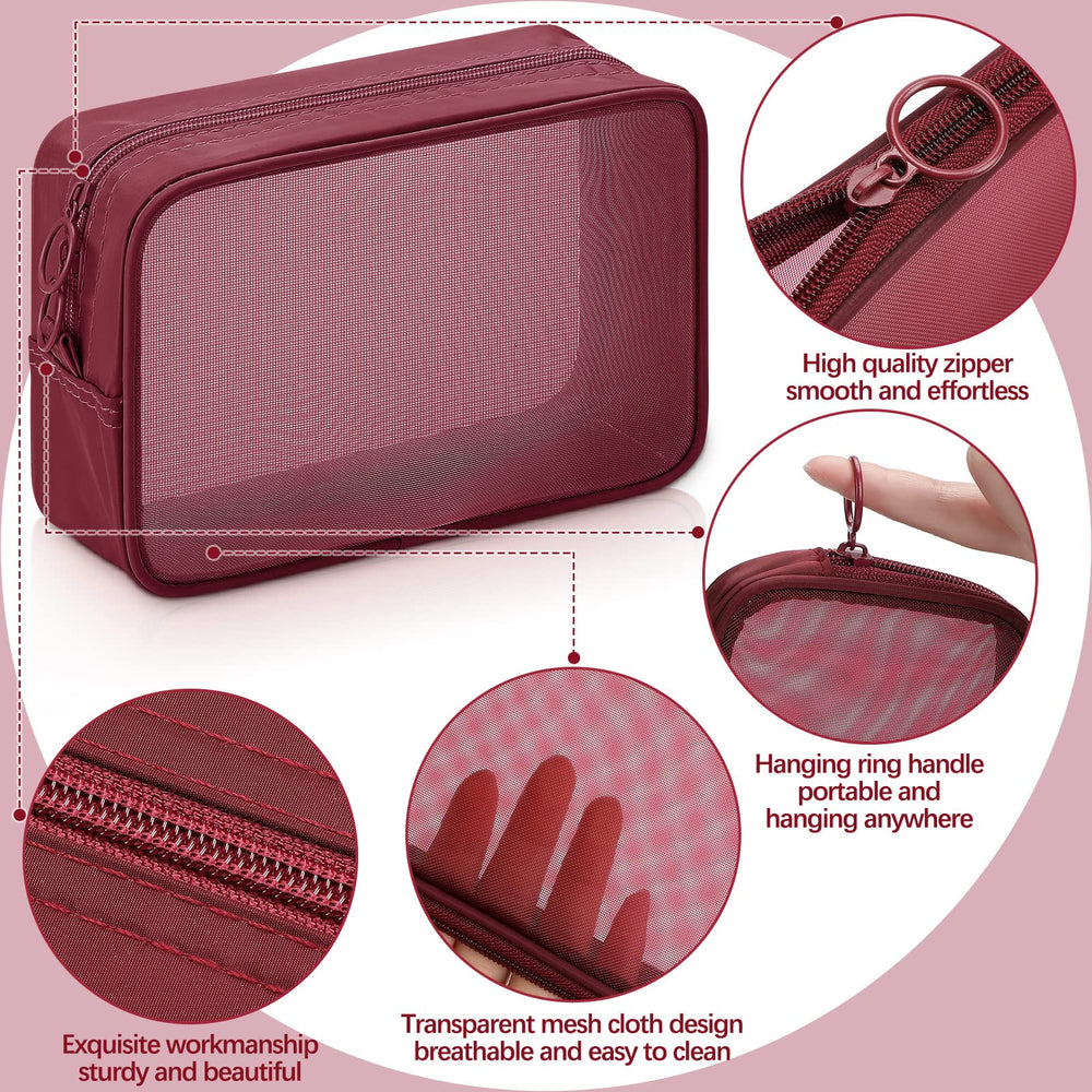Weewooday bolsa malla maquillaje transparente grande, organiza cosméticos fácilmente.
