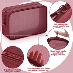 Weewooday bolsa malla maquillaje transparente grande, organiza cosméticos fácilmente.