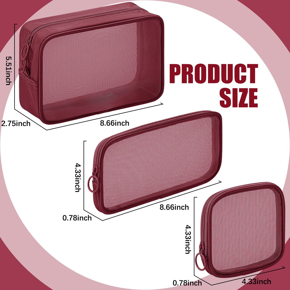 Weewooday bolsa malla maquillaje transparente mediana, ideal para guardar herramientas.
