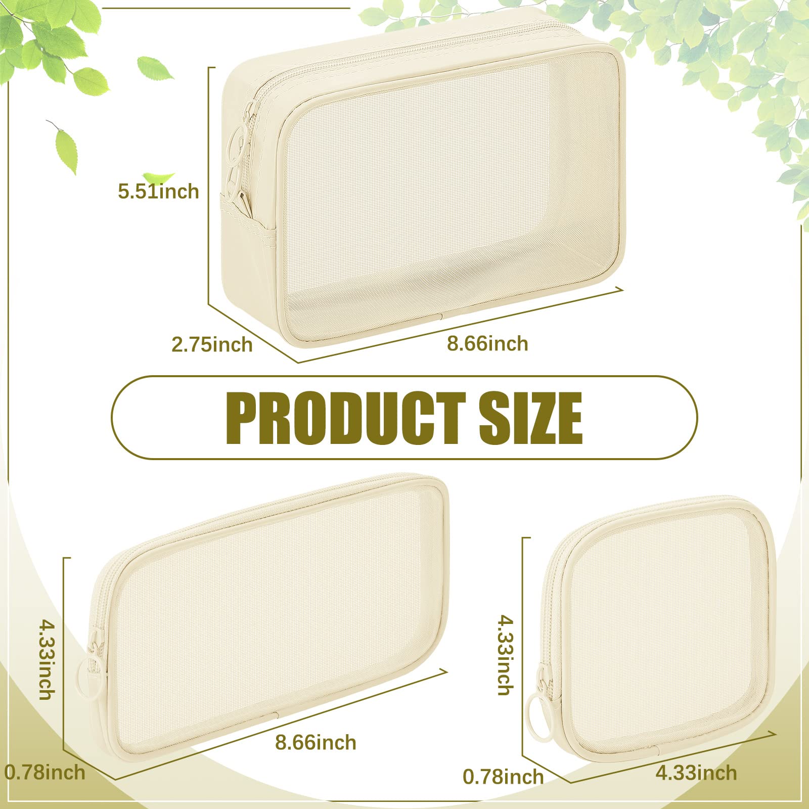 Weewooday bolsa malla con medidas 11,5 cm, ideal para maquillaje compacto.