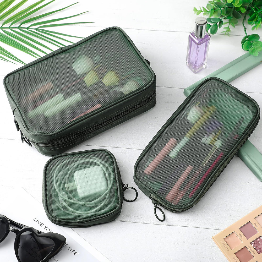 Weewooday bolsa malla oliva verde para organización de viaje.