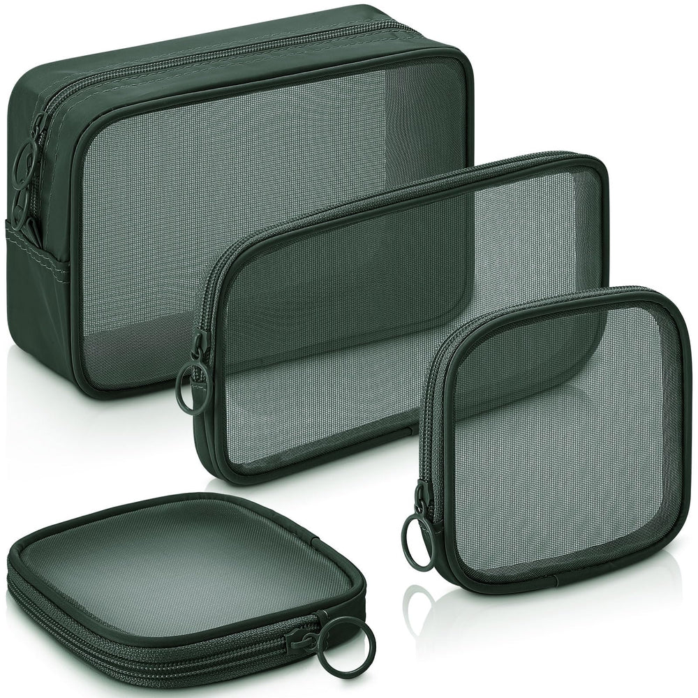 Weewooday bolsas malla transparente 4 piezas para organizar cosméticos de viaje de forma fácil.