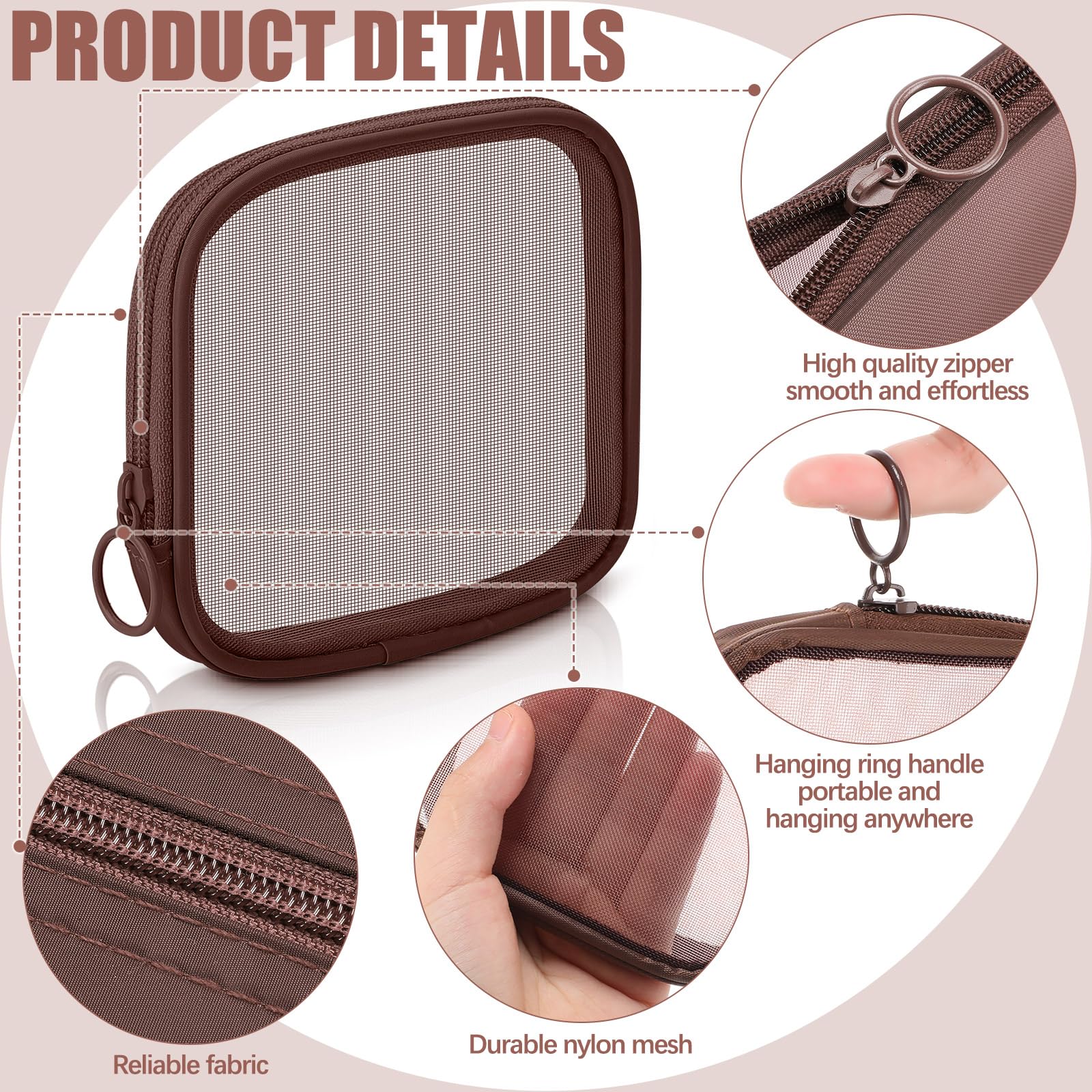 Weewooday estuche malla viaje portátil para maquillaje ligero y fácil de transportar