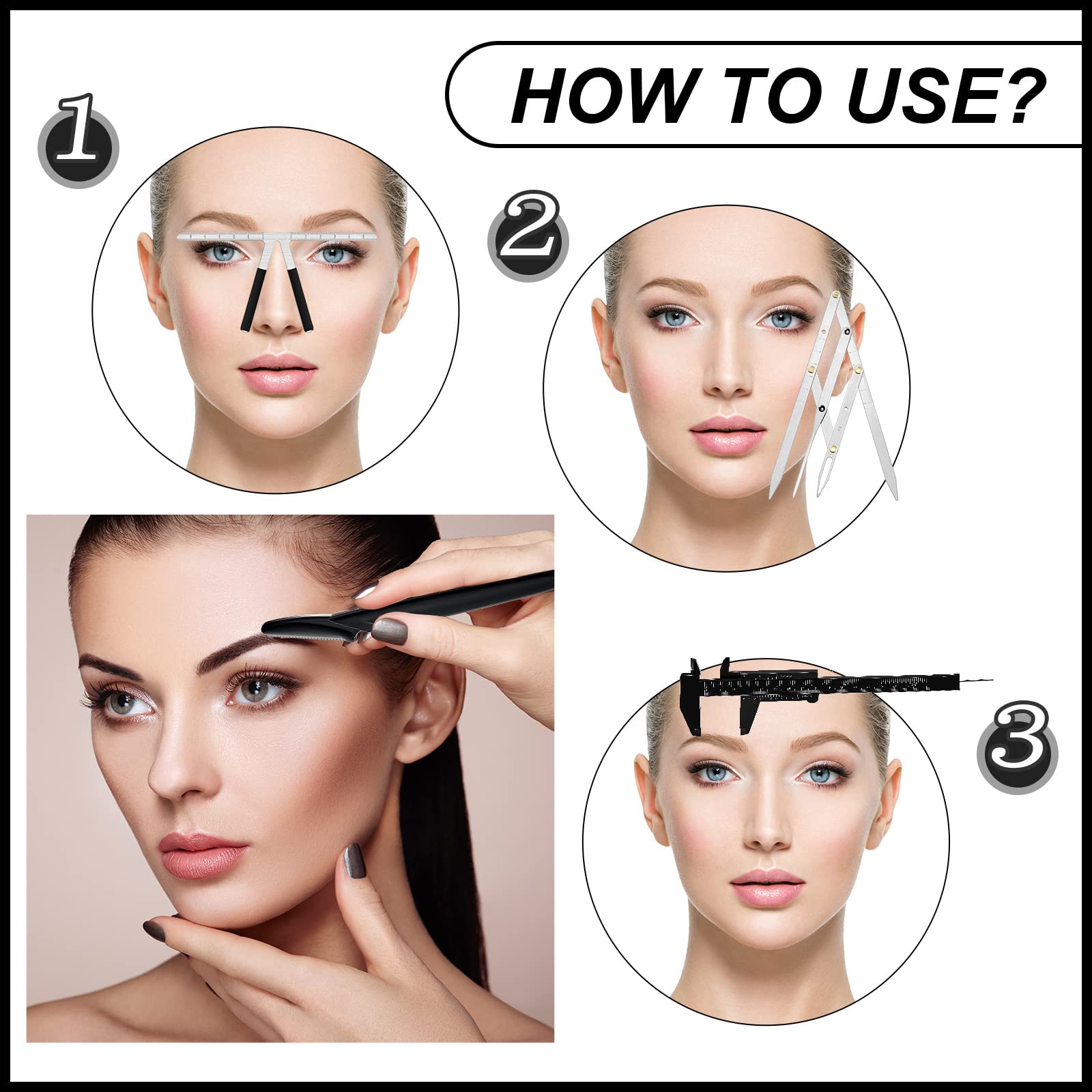 Regla cejas acero inoxidable Weewooday duradera y fácil de limpiar