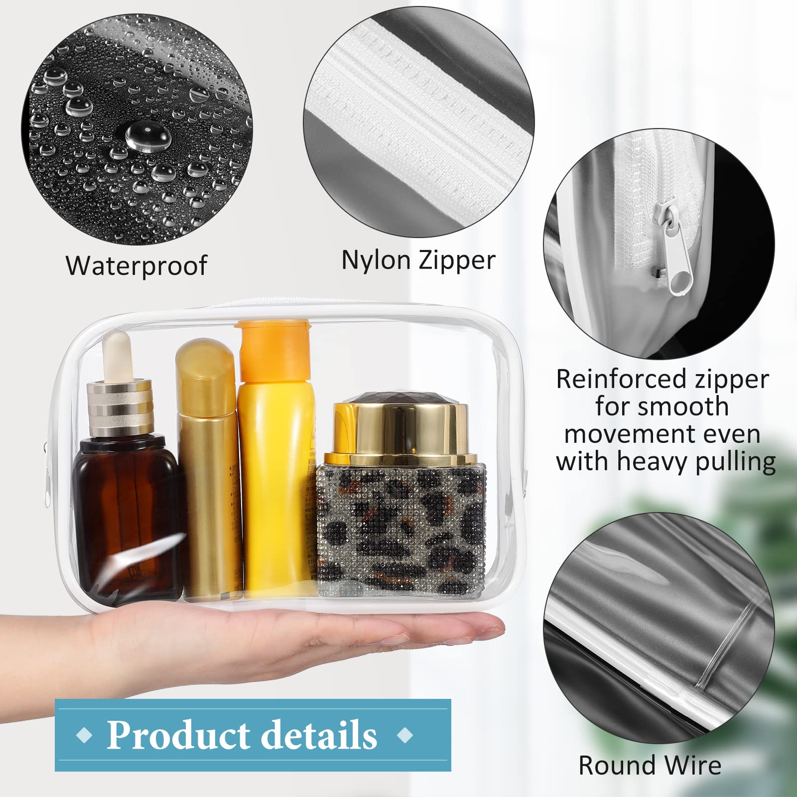 Weewooday sac voyage maquillage transparent, organisation pratique en déplacement.